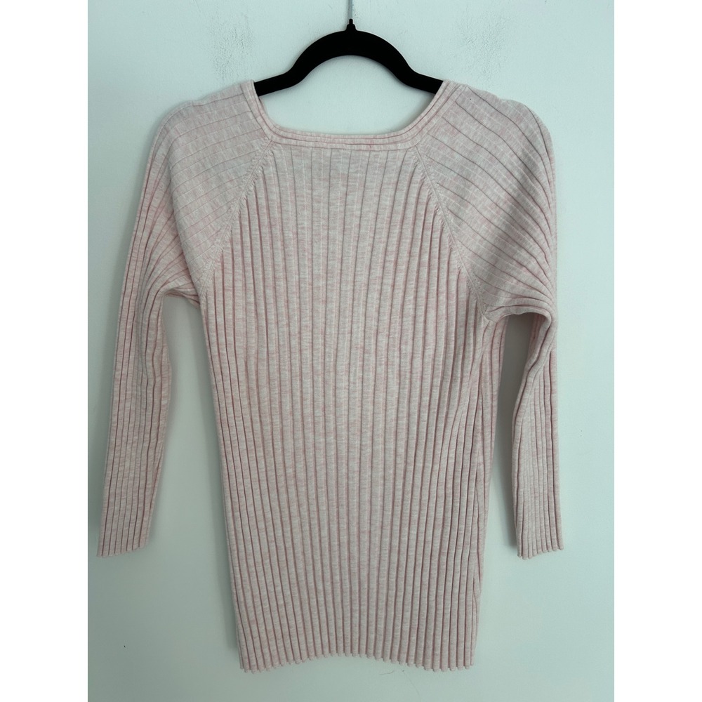 J. Jill Pink Marled Ribbed Knit Scoop Neck Raglan 3/4 Sleeve comfy Sweater Large - Picture 7 of 11